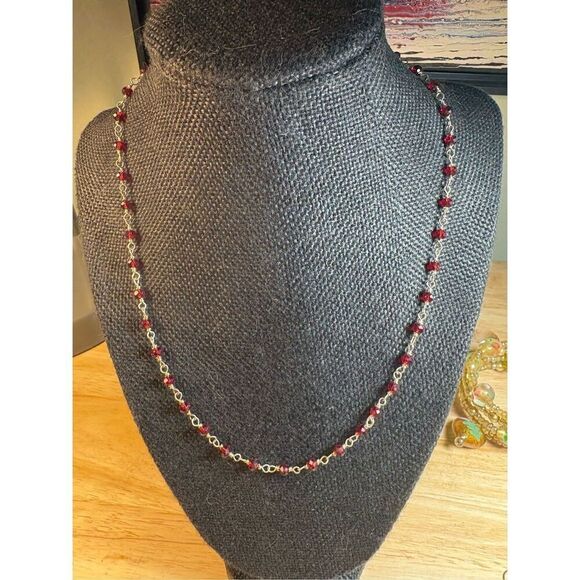 Garnet Necklace, NEW, Handmade, 18” - Picture 1 of 4